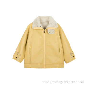 Girls' Lambskin Jacket Windproof